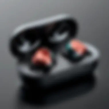 Design Features of Tech Rebellion Earbuds Close-up of Tech Rebellion wireless earbuds showcasing design and color options