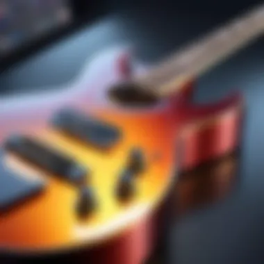 Close-up of a guitar being tuned with an application