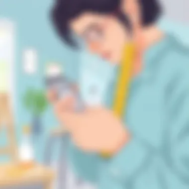 A person utilizing a measuring tape app for a DIY home project.