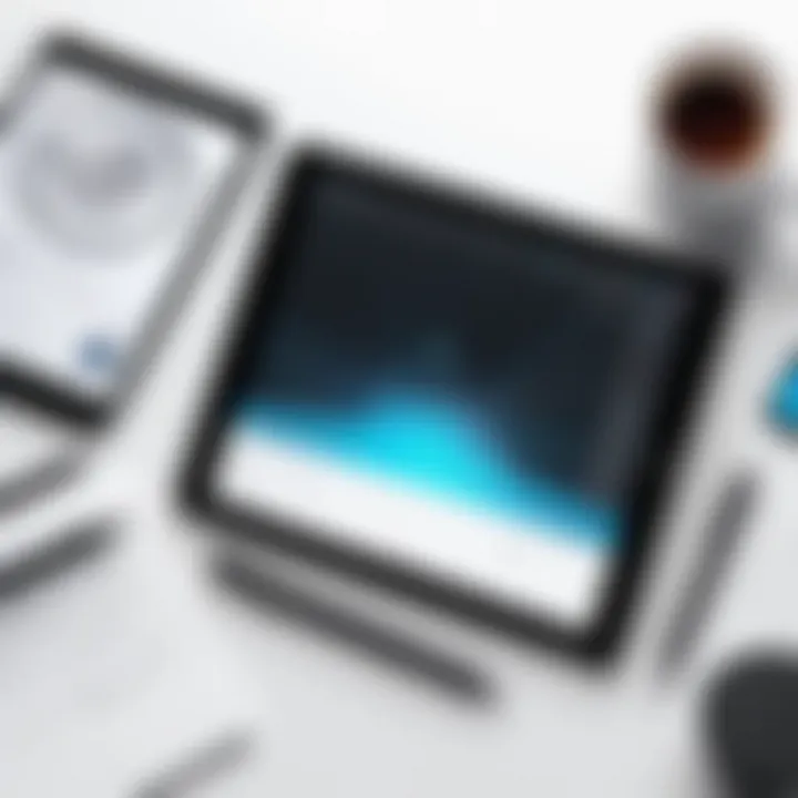 An array of drawing tools and a tablet with a time lapse app open