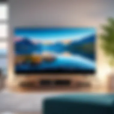 Modern TV Setup with Smartphone A modern television setup with a smartphone in the foreground.