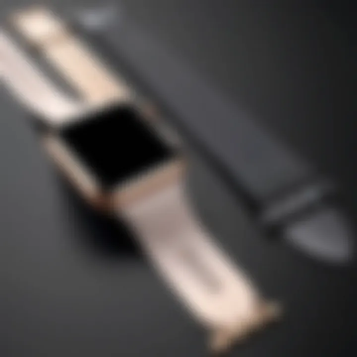 Illustration of various Apple Watch band sizes next to a ruler