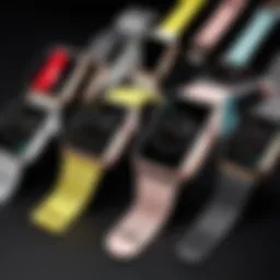 Different styles of Apple Watch Series 3 bands arranged aesthetically