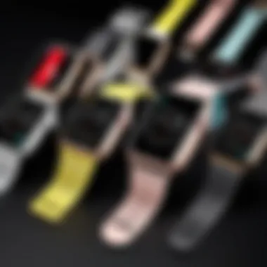 Different styles of Apple Watch Series 3 bands arranged aesthetically