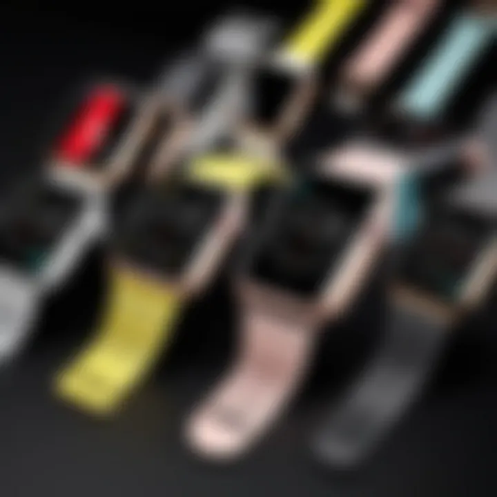 Different styles of Apple Watch Series 3 bands arranged aesthetically