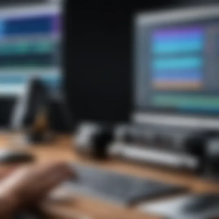 A user engaging with a variety of audio editing tools