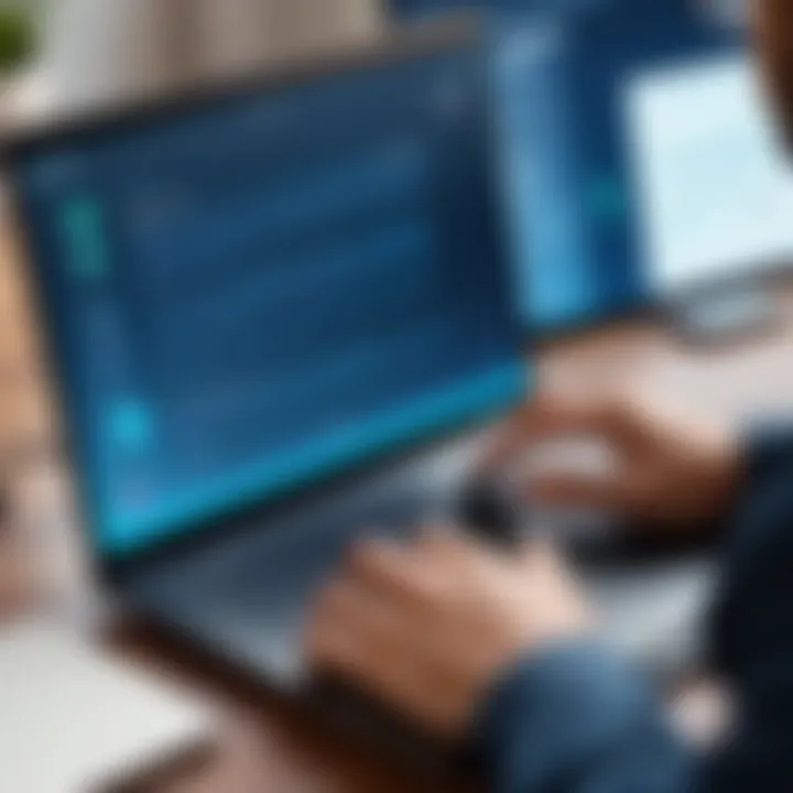 User navigating laptop remotely with phone